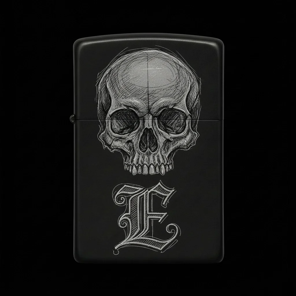 Zippo Kuru Kafa Figürlü E Harfli Tasarım - V98