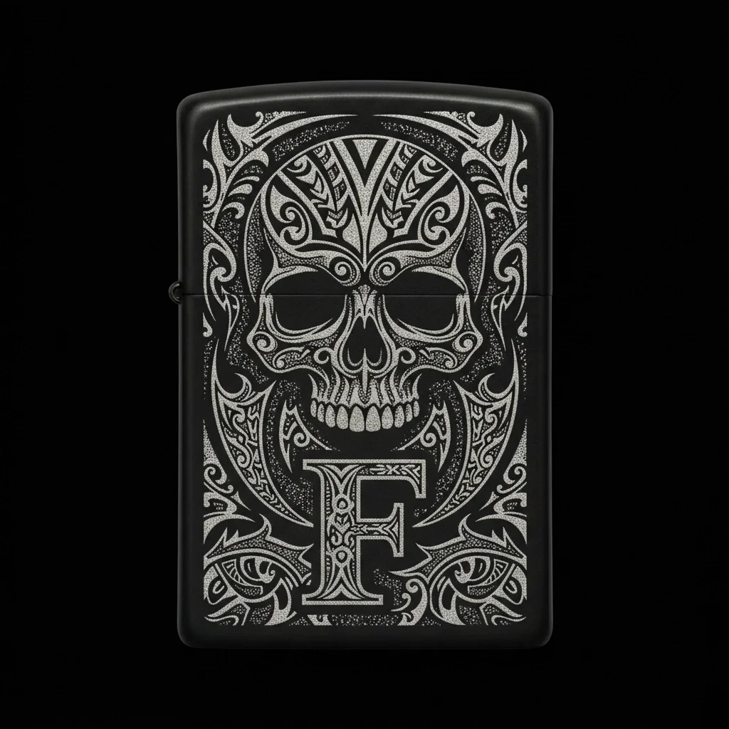 Zippo Kuru Kafa Figürlü F Harfli Tasarım - V17