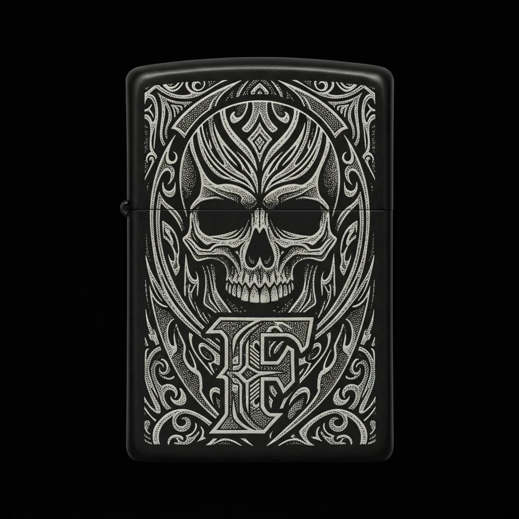 Zippo Kuru Kafa Figürlü F Harfli Tasarım - V30
