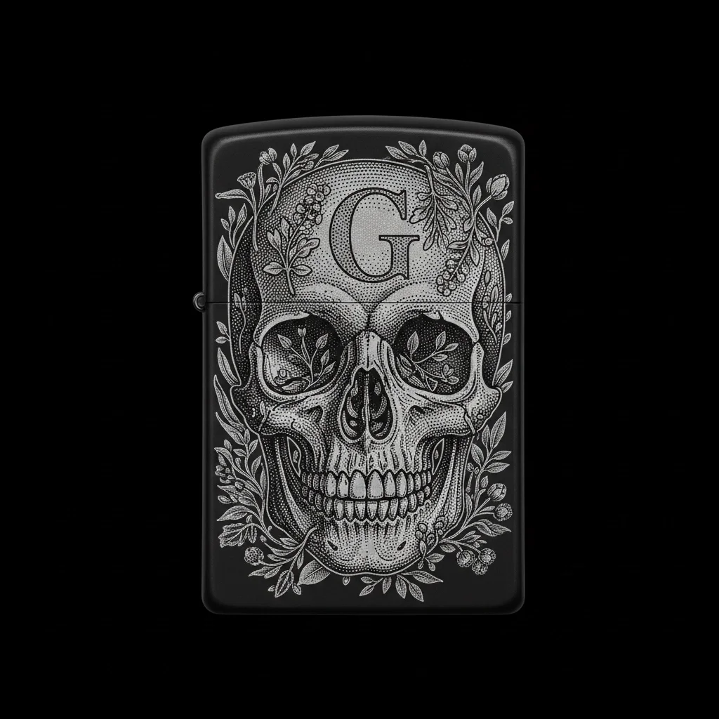 Zippo Kuru Kafa Figürlü G Harfli Tasarım - V2