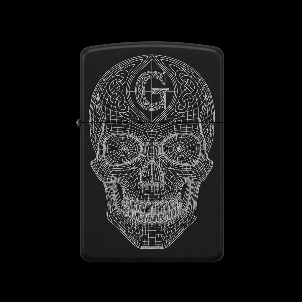 Zippo Kuru Kafa Figürlü G Harfli Tasarım - V27