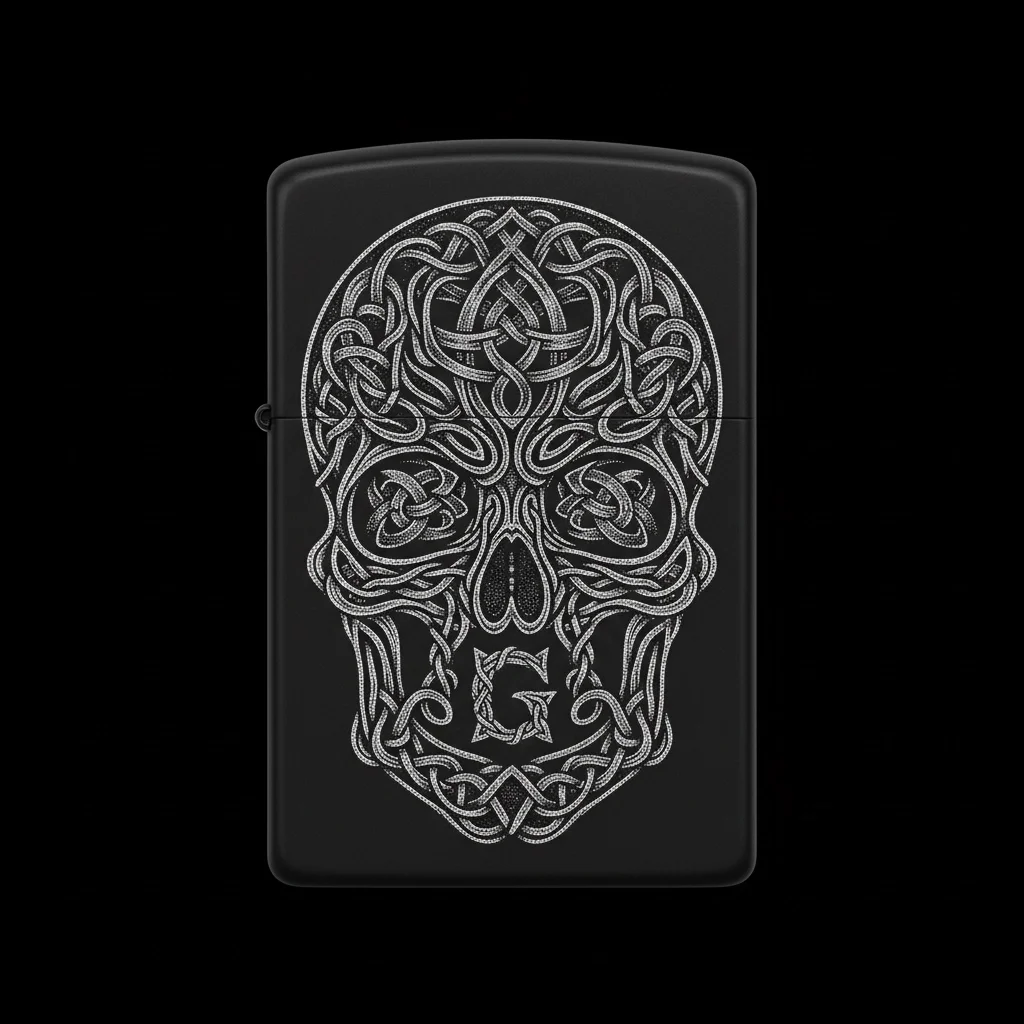 Zippo Kuru Kafa Figürlü G Harfli Tasarım - V3