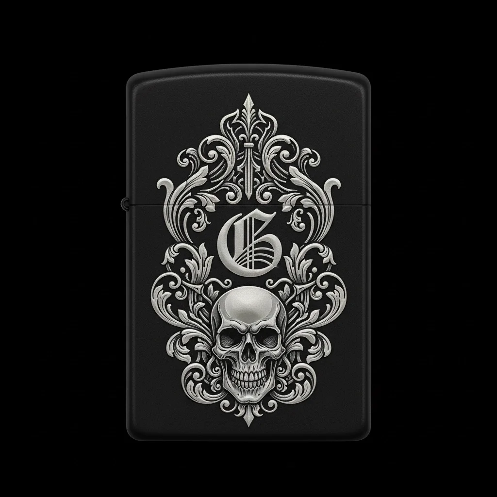 Zippo Kuru Kafa Figürlü G Harfli Tasarım - V30