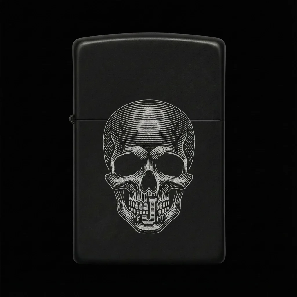 Zippo Kuru Kafa Figürlü J Harfli Tasarım - V11