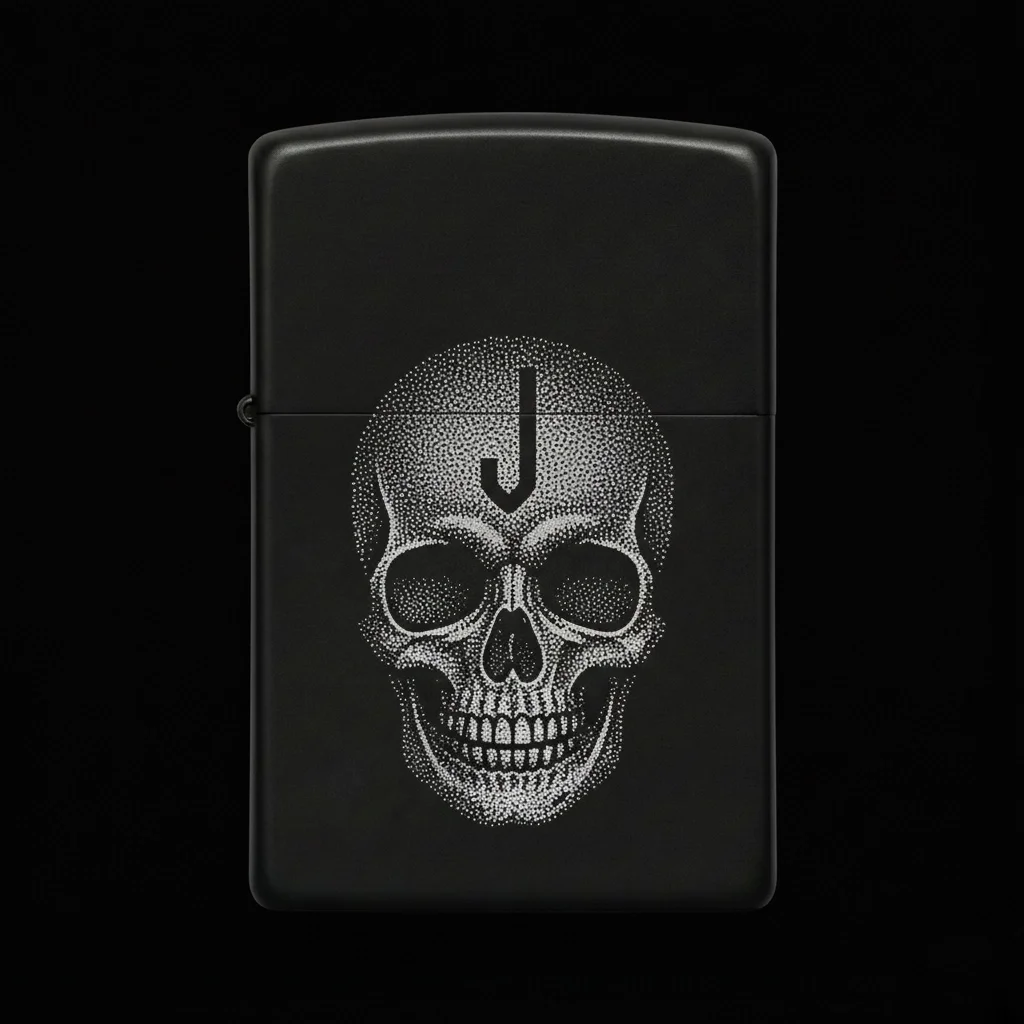Zippo Kuru Kafa Figürlü J Harfli Tasarım - V12