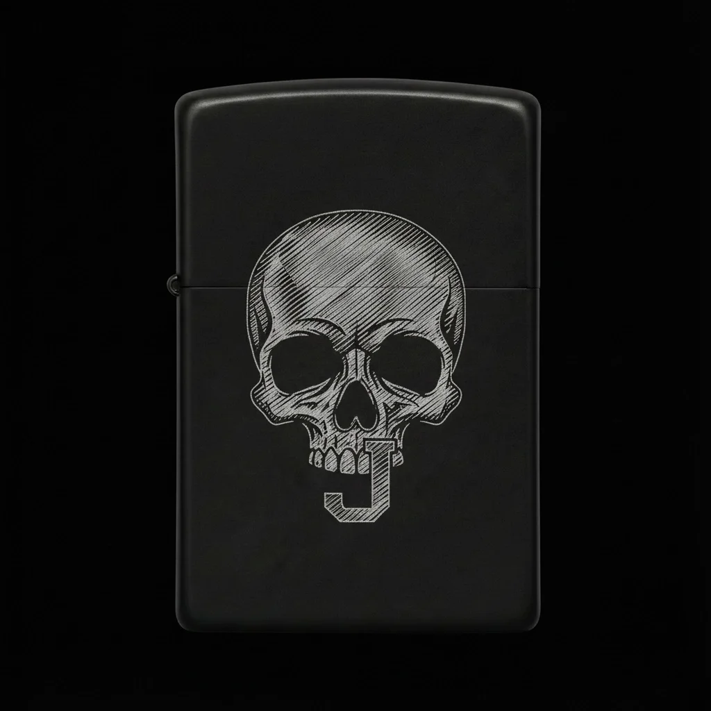 Zippo Kuru Kafa Figürlü J Harfli Tasarım - V19
