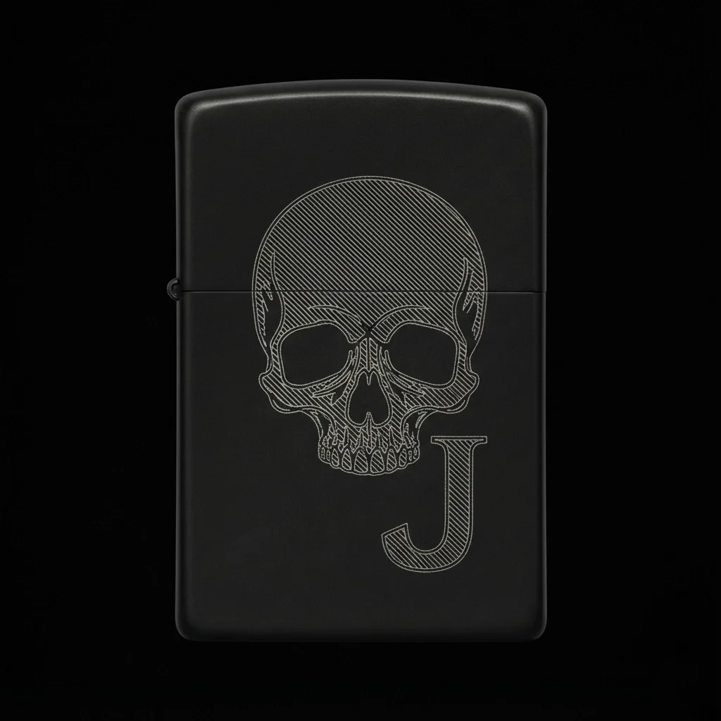 Zippo Kuru Kafa Figürlü J Harfli Tasarım - V2
