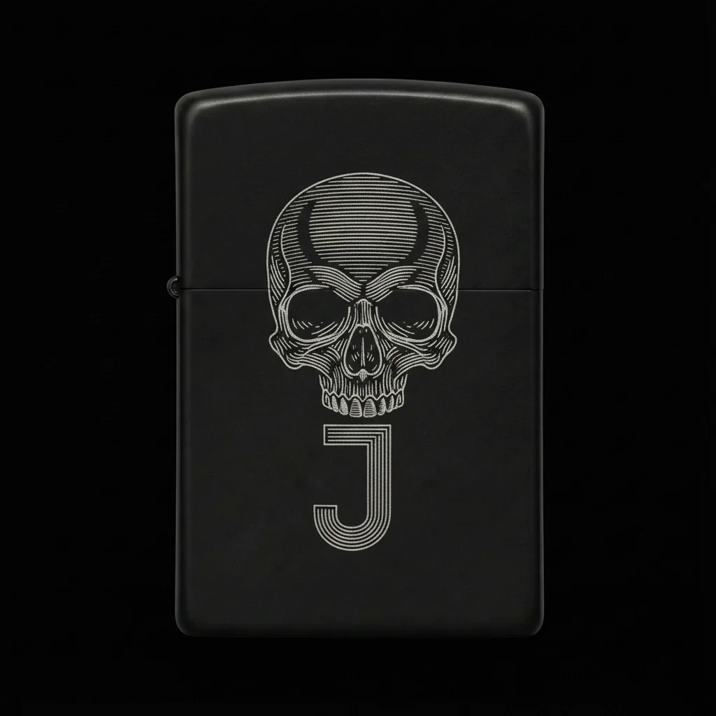 Zippo Kuru Kafa Figürlü J Harfli Tasarım - V24