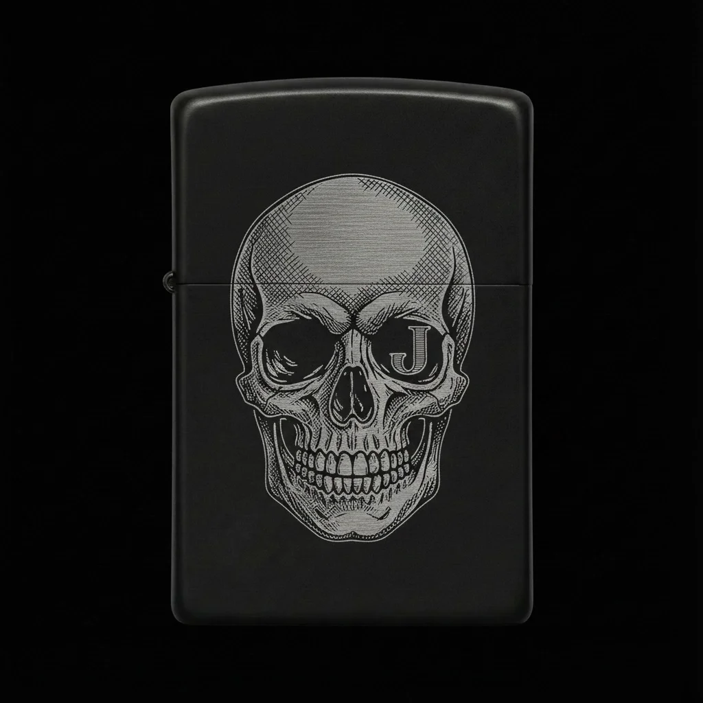 Zippo Kuru Kafa Figürlü J Harfli Tasarım - V3