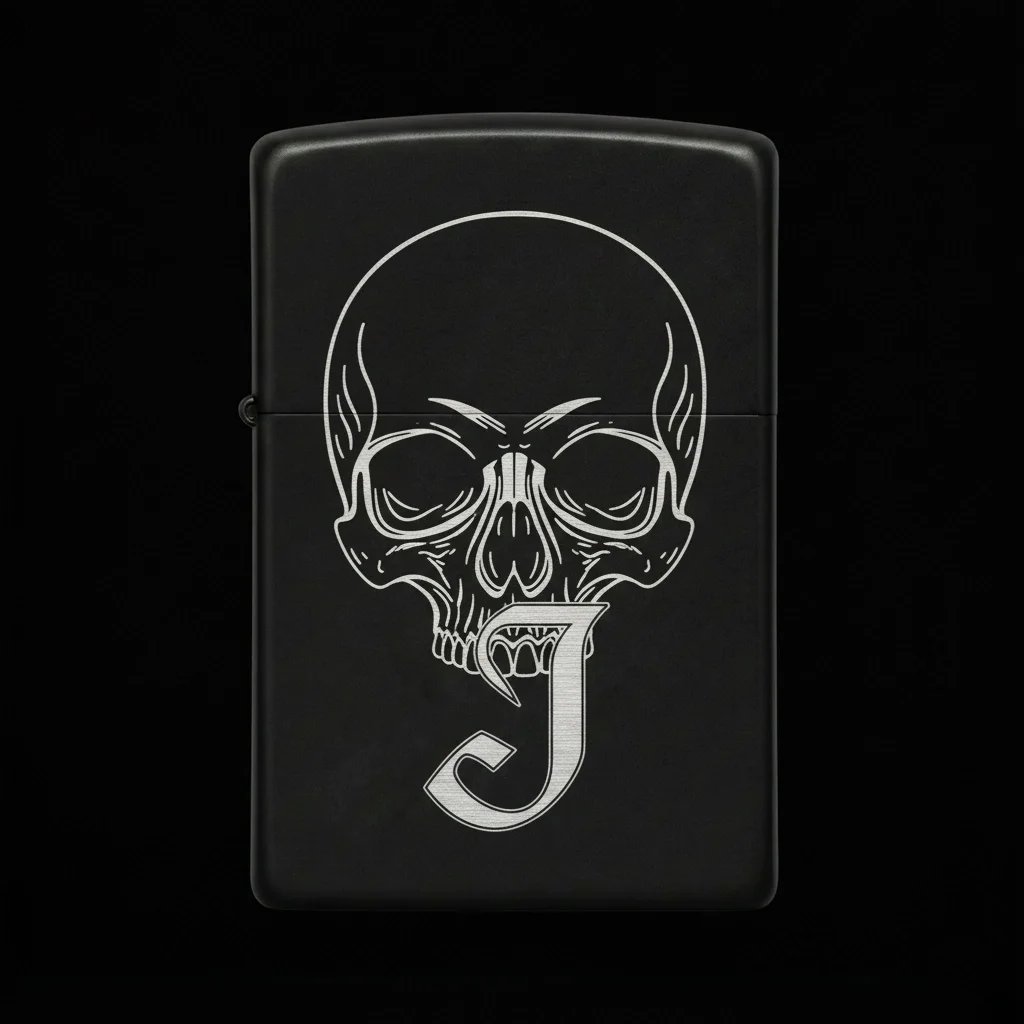 Zippo Kuru Kafa Figürlü J Harfli Tasarım - V4