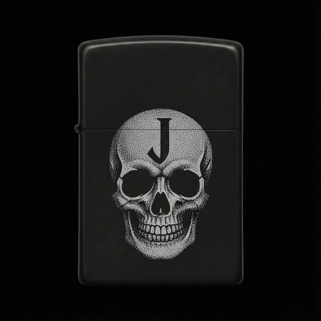 Zippo Kuru Kafa Figürlü J Harfli Tasarım - V45