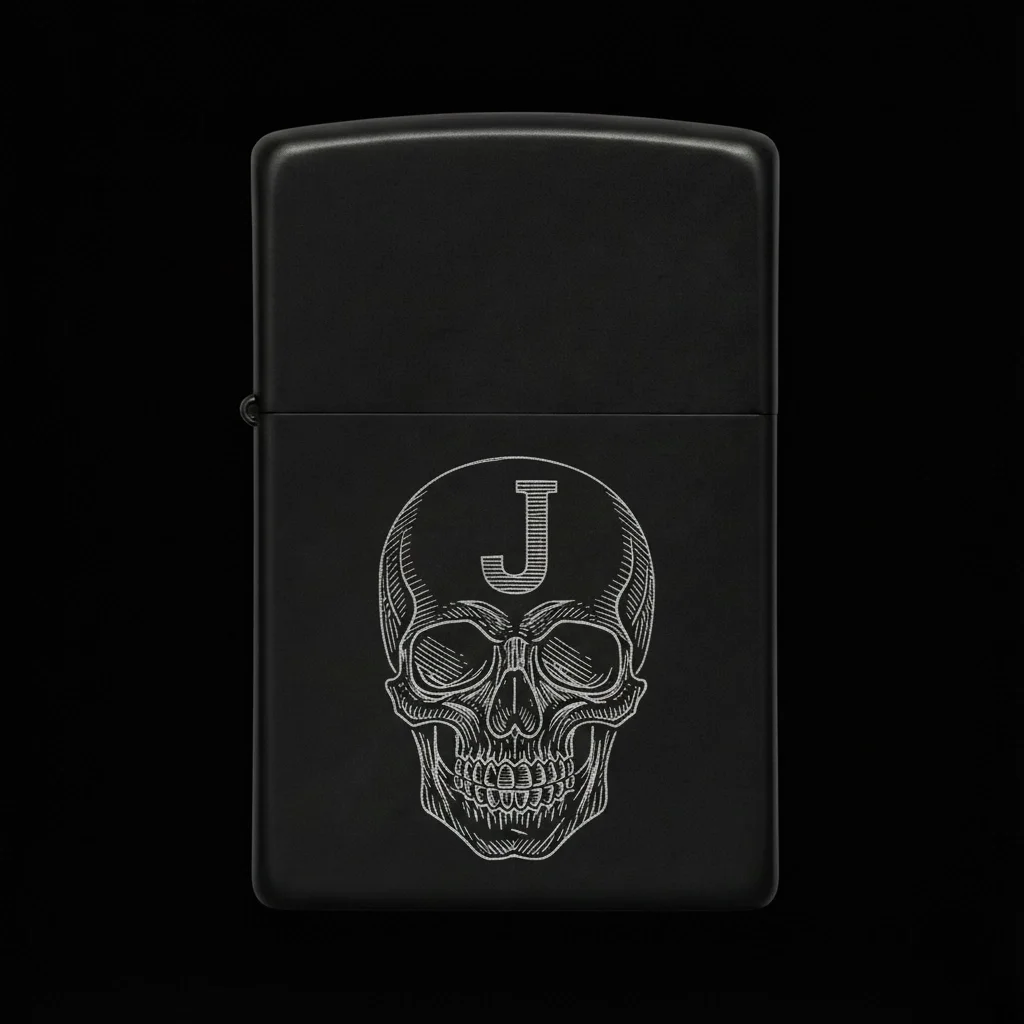 Zippo Kuru Kafa Figürlü J Harfli Tasarım - V5