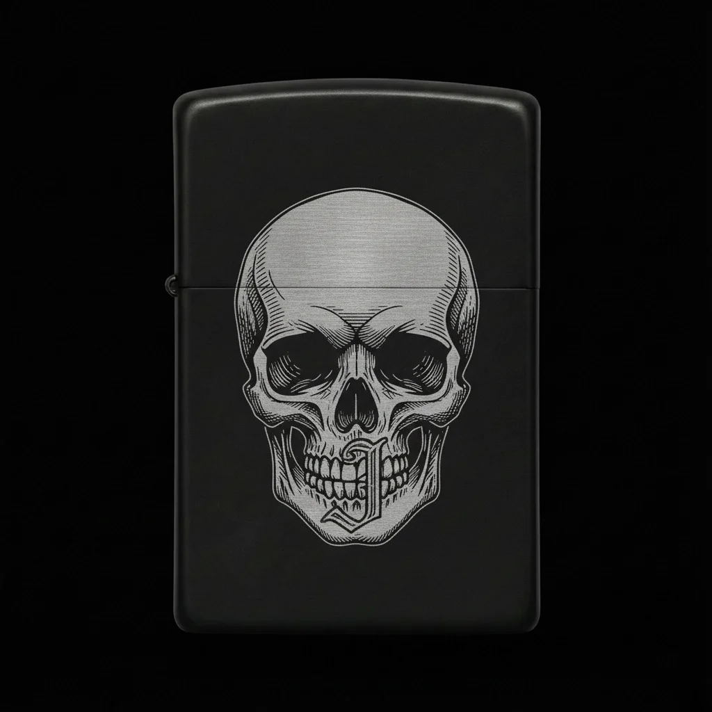 Zippo Kuru Kafa Figürlü J Harfli Tasarım - V7