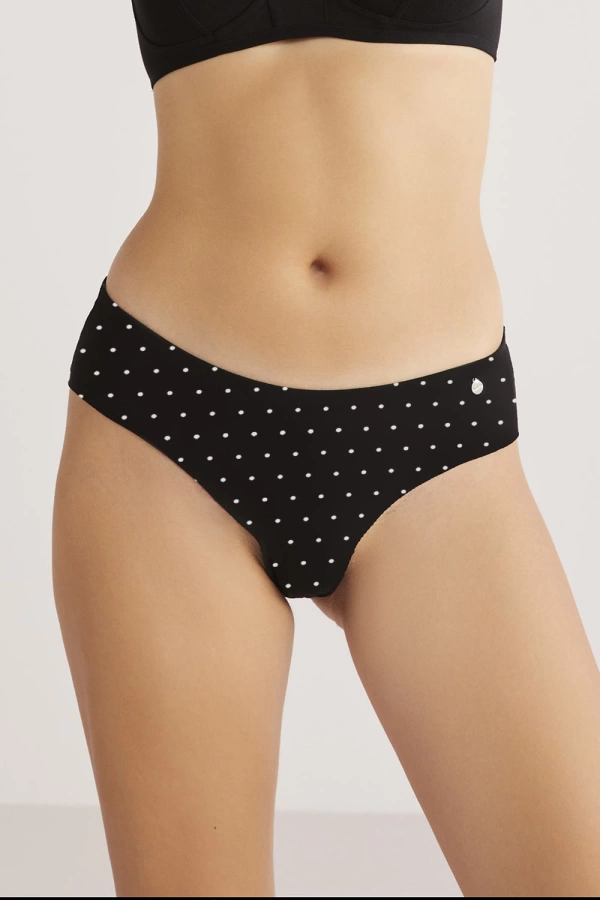 Kom Polka Brazilian Tekli Külot - Siyah