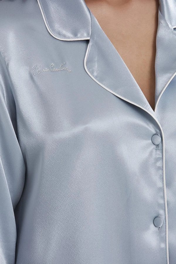 Pierre Cardin Saten Biyeli Pijama Takımı 1200 - Mist