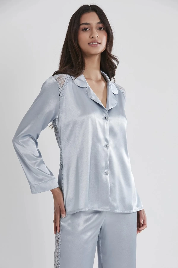 Pierre Cardin Saten Dantelli Pijama Takımı 1438 - Mist