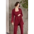 Pierre Cardin Dantelli Penye 3lü Kadın Lohusa Pijama Takımı 2805 - Bordo