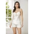 Pierre Cardin Saten Dantelli Şort Babydoll Takım 425 - Ekru