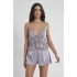 Pierre Cardin Saten Dantelli Şort Babydoll Takım 450 - Royal