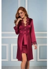 Pierre Cardin 6lı Saten Gecelik Sabahlık Takım Çeyiz Seti 6335 - Bordo