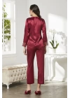 Pierre Cardin 6lı Saten Gecelik Sabahlık Takım Çeyiz Seti 6625 - Bordo