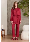 Pierre Cardin Dantelli Penye 3lü Kadın Pijama Takımı 2800 - Bordo