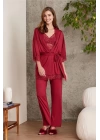 Pierre Cardin Dantelli Penye 3lü Kadın Pijama Takımı 2810 - Bordo