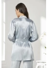 Pierre Cardin Kadife Saten 3lü Kadın Croplu Pijama Takımı 2050 - Mist