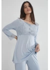 Pierre Cardin Kadın Penye Dantelli Pijama Takımı 1241 - Mist