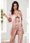 Pierre Cardin Saten 3lü Croplu Kadın Pijama Takımı 2075 - Brandy