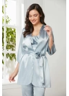 Pierre Cardin Saten 3lü Croplu Kadın Pijama Takımı 2075 - Mist