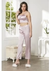 Pierre Cardin Saten 3lü Croplu Kadın Pijama Takımı 2075 - Rose