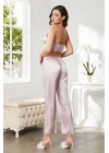 Pierre Cardin Saten 3lü Croplu Kadın Pijama Takımı 2075 - Rose