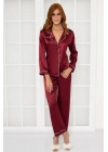 Pierre Cardin Saten Biyeli Pijama Takımı 1200 - Bordo