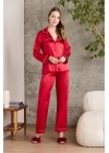 Pierre Cardin Saten Biyeli Pijama Takımı 1200 - Kırmızı