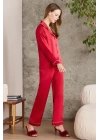 Pierre Cardin Saten Biyeli Pijama Takımı 1200 - Kırmızı