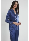 Pierre Cardin Saten Biyeli Pijama Takımı 1200 - Lacivert