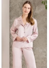 Pierre Cardin Saten Biyeli Pijama Takımı 1200 - Pudra