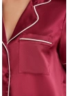 Pierre Cardin Saten Biyeli Pijama Takımı 1205 - Bordo