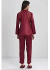 Pierre Cardin Saten Dantelli Pijama Takımı 1438 - Bordo