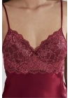 Pierre Cardin Saten Dantelli Şort Babydoll Takım 415 - Bordo