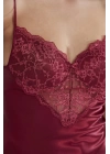 Pierre Cardin Saten Dantelli Şort Babydoll Takım 425 - Bordo