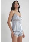 Pierre Cardin Saten Dantelli Şort Babydoll Takım 435 - Mist