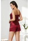 Pierre Cardin Saten Dantelli Şort Babydoll Takım 460 - Bordo