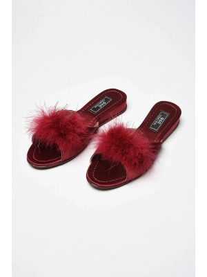 GC Topuksuz Tüylü Gelin Çeyiz Terliği 180 - Bordo