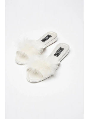 GC Topuksuz Tüylü Gelin Çeyiz Terliği 180 - Ekru