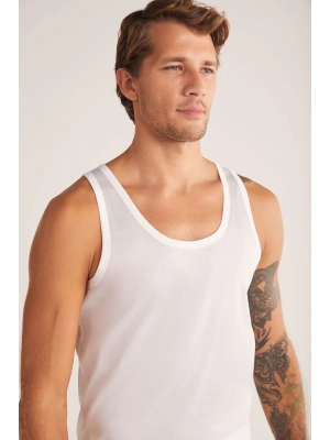 Kom Elite Pamuk Merserize Askılı Erkek Atlet - Beyaz