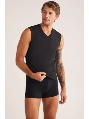 Kom Francesco V Yaka Pamuklu Erkek Atlet - Siyah