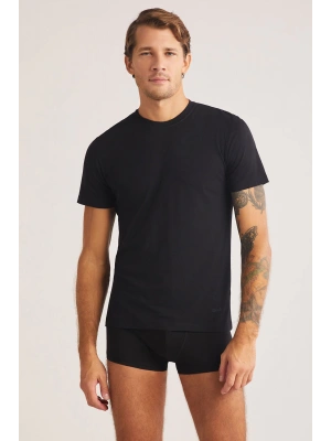 Kom James Bisiklet Yaka 2li Erkek Tshirt - Siyah