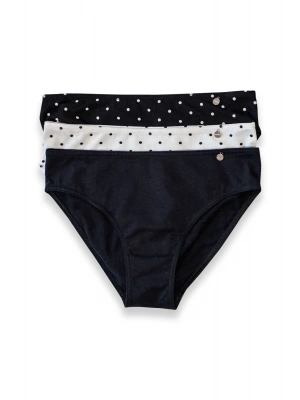 Kom Polka 3lü Külot - Siyah-Beyaz